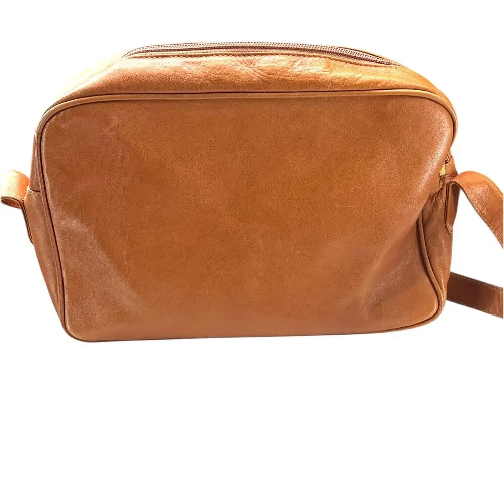 Vintage 90's Lladro purse Bag Shoulder Crossbody Woven Leather Brown Brass - Picture 4 of 9